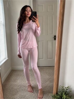 Women's Light Pink Long Sleeve Pajama Top & Legging Set
